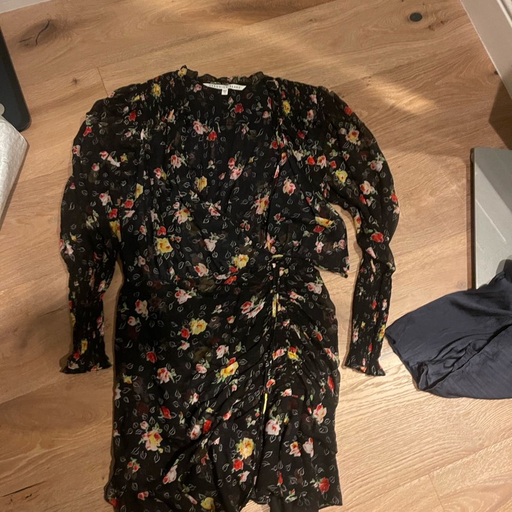 Veronica Bears signature ruched style mini dress floral print